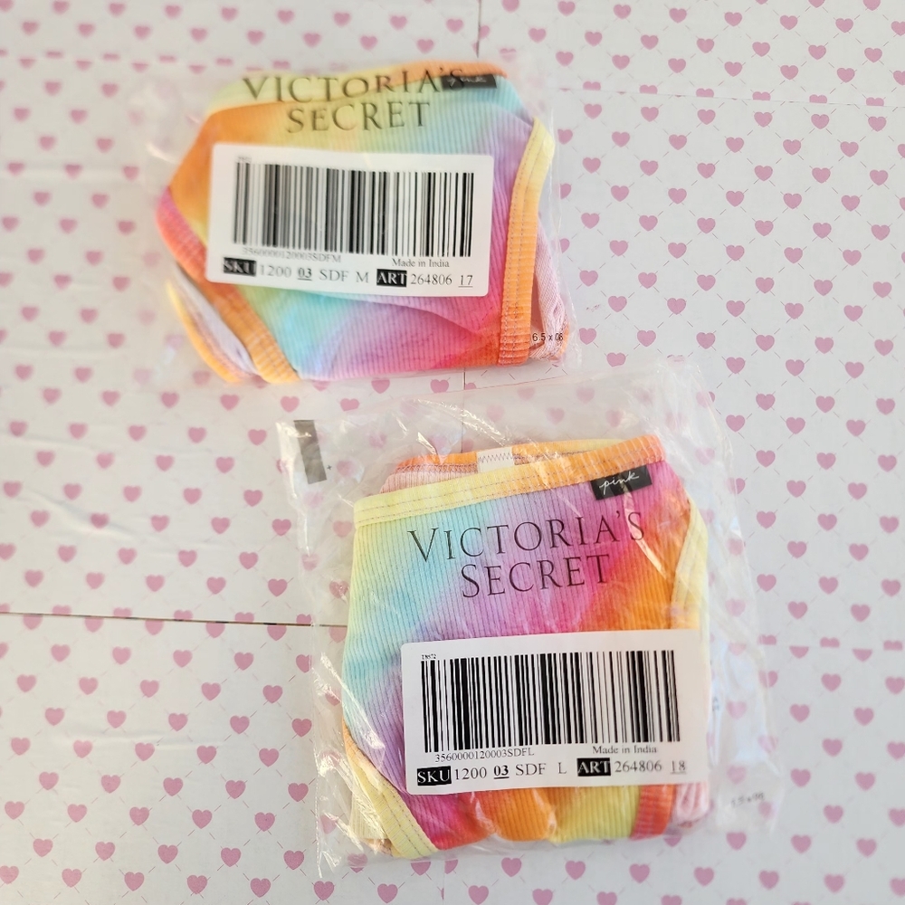 NWT VS PINK Strappy Bikini Rainbow Panties - Picture 5 of 5